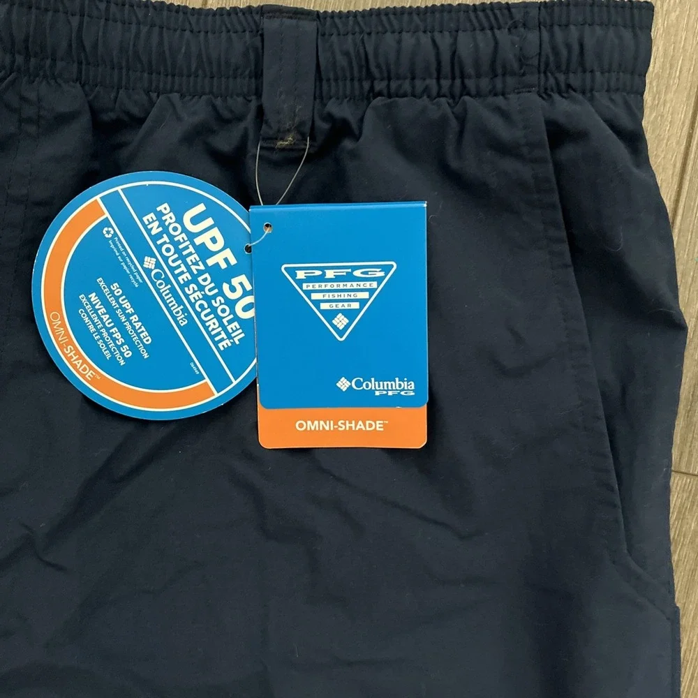 Columbia Omni Shade UPF 50 Swim Trunks Mens 2XL Navy Blue Pockets Lined NWT